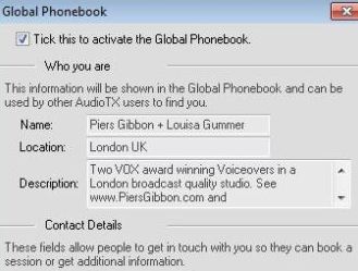 Audio TX Communicator Global Directory entry for Louisa Gummer & Piers Gibbon